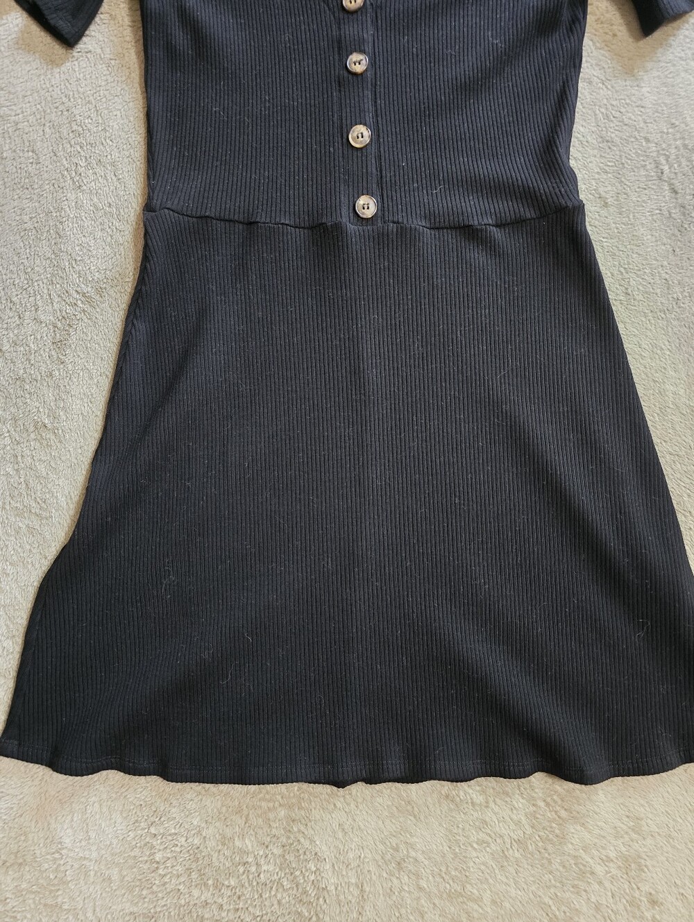 Reformation Cardinal Black Ribbed Mini Dress Size Large - Picture 6 of 11